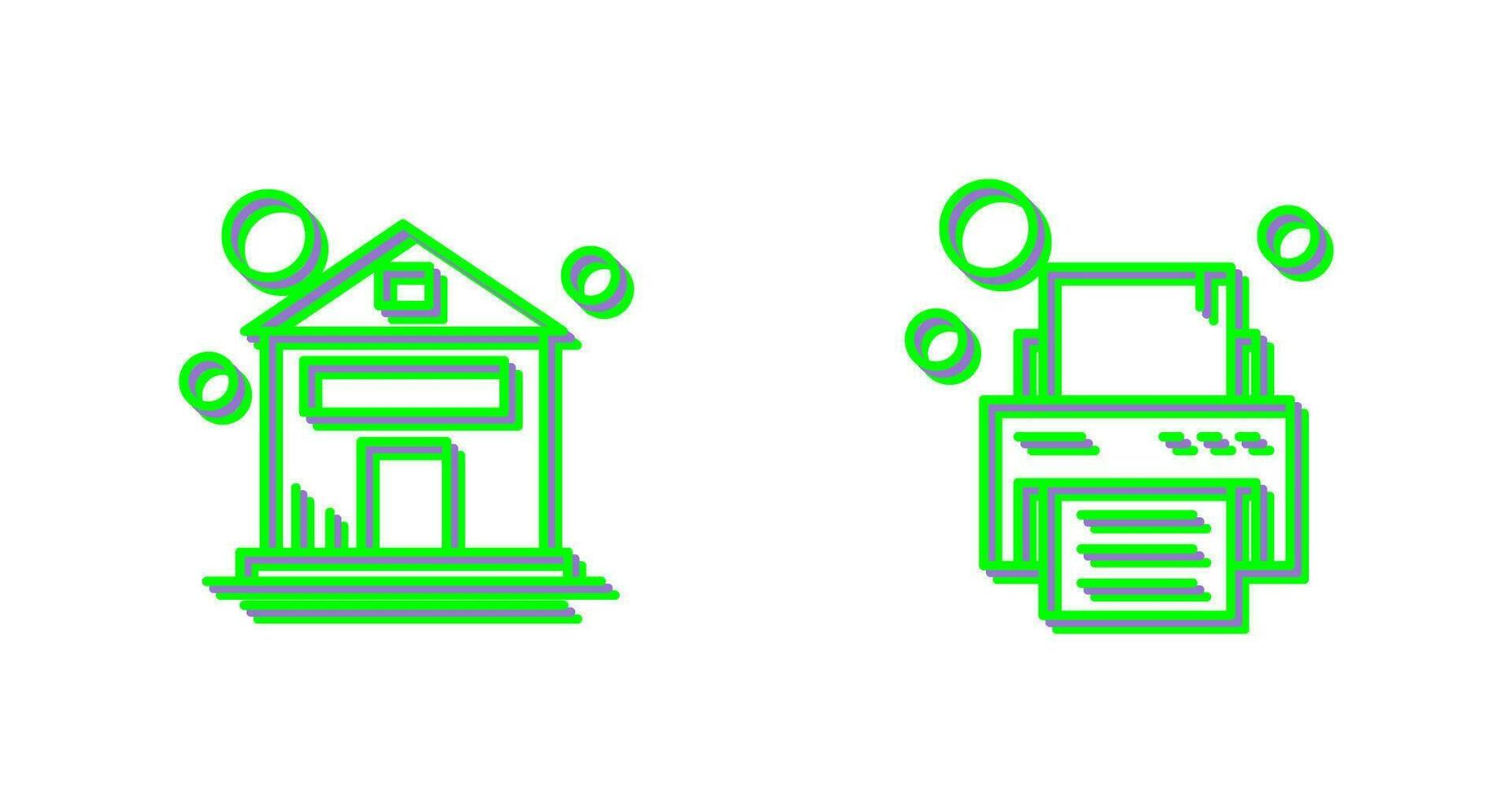 House and Printer Icon vector