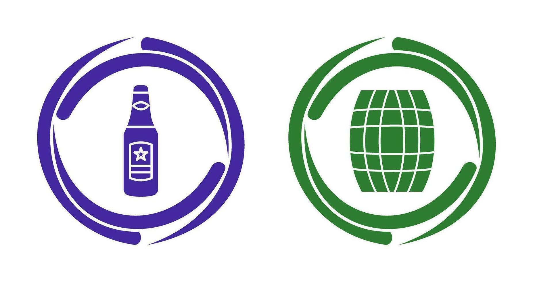 Beer Bottle and Barrel Icon vector