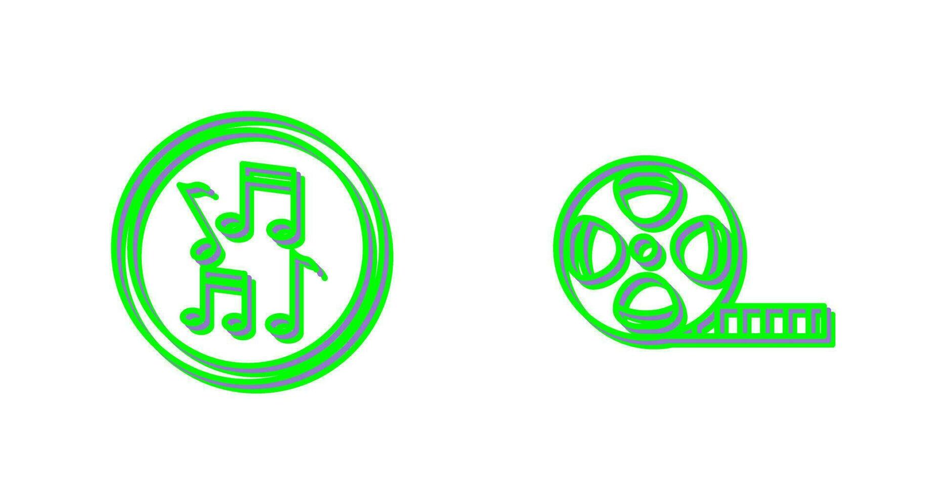 Musical Notes AND Film Reel Icon vector
