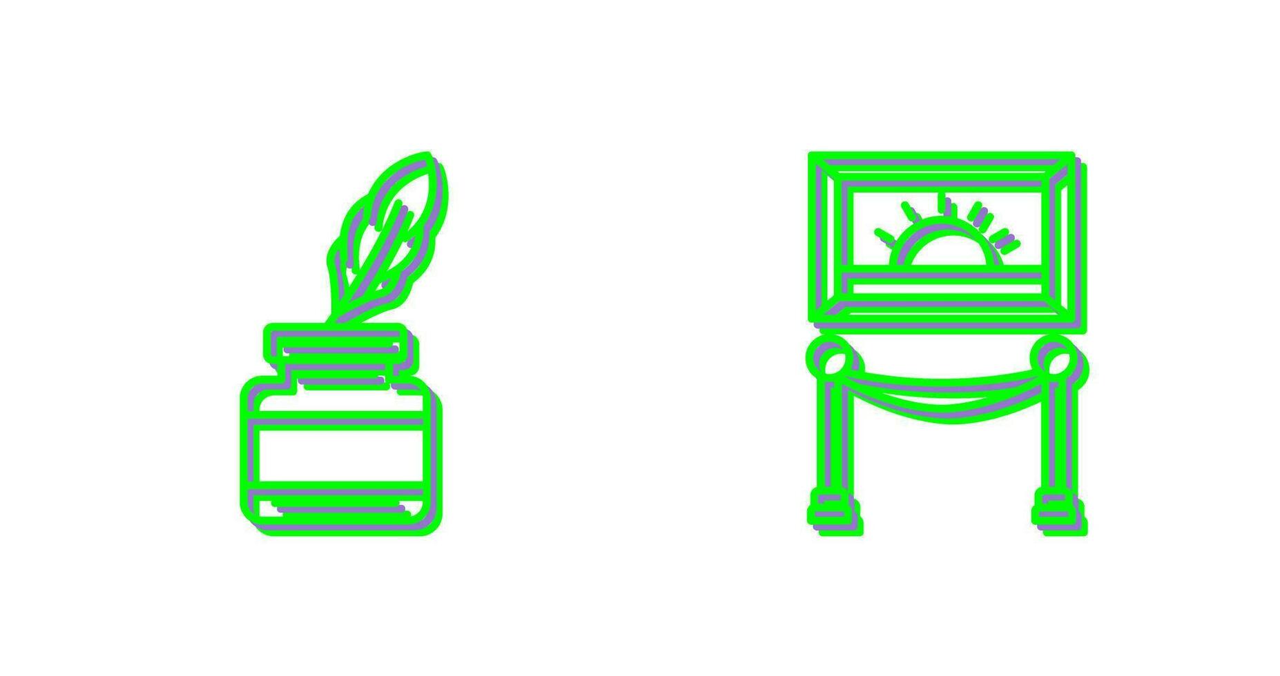 tintero y exposición icono vector