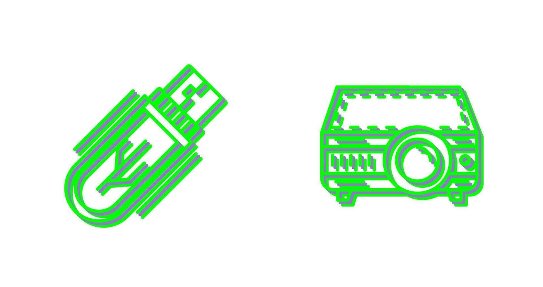 USB conducir y proyector icono vector