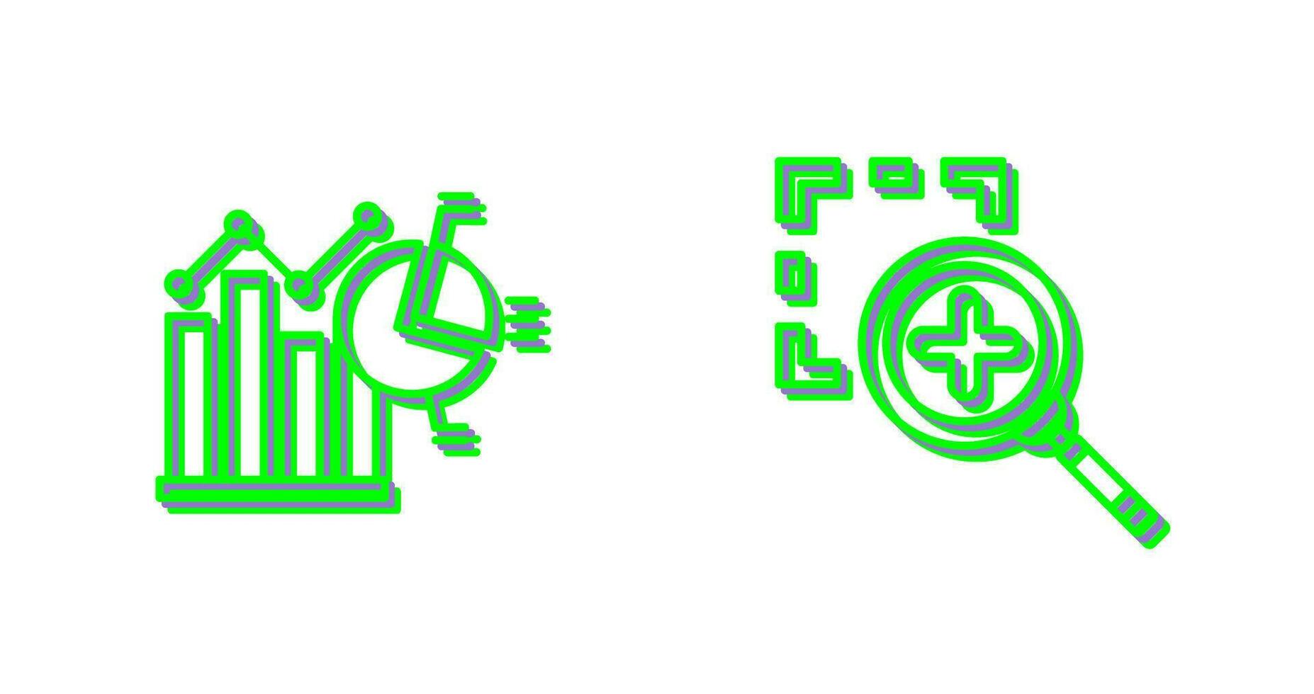 Bar Chat and Zoom In Icon vector