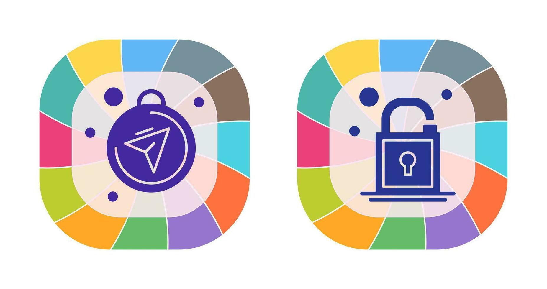 Compass and Open Lock Icon vector