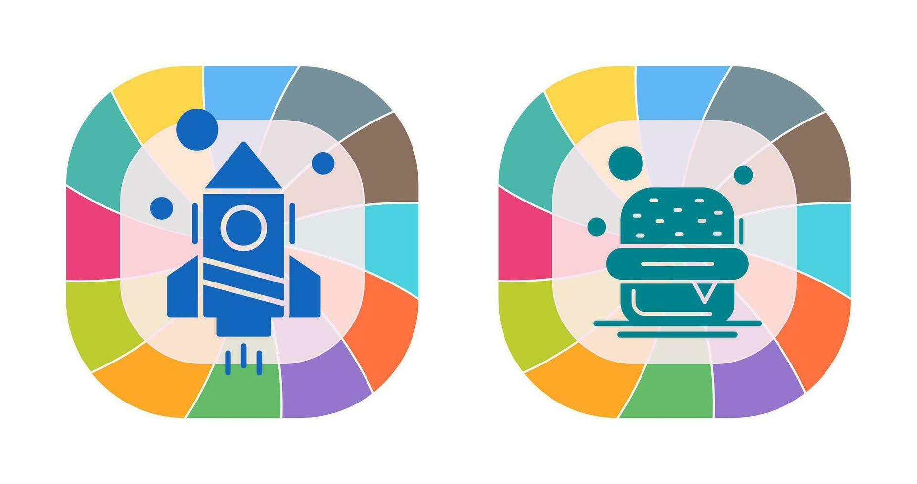 cohete y hamburguesa icono vector