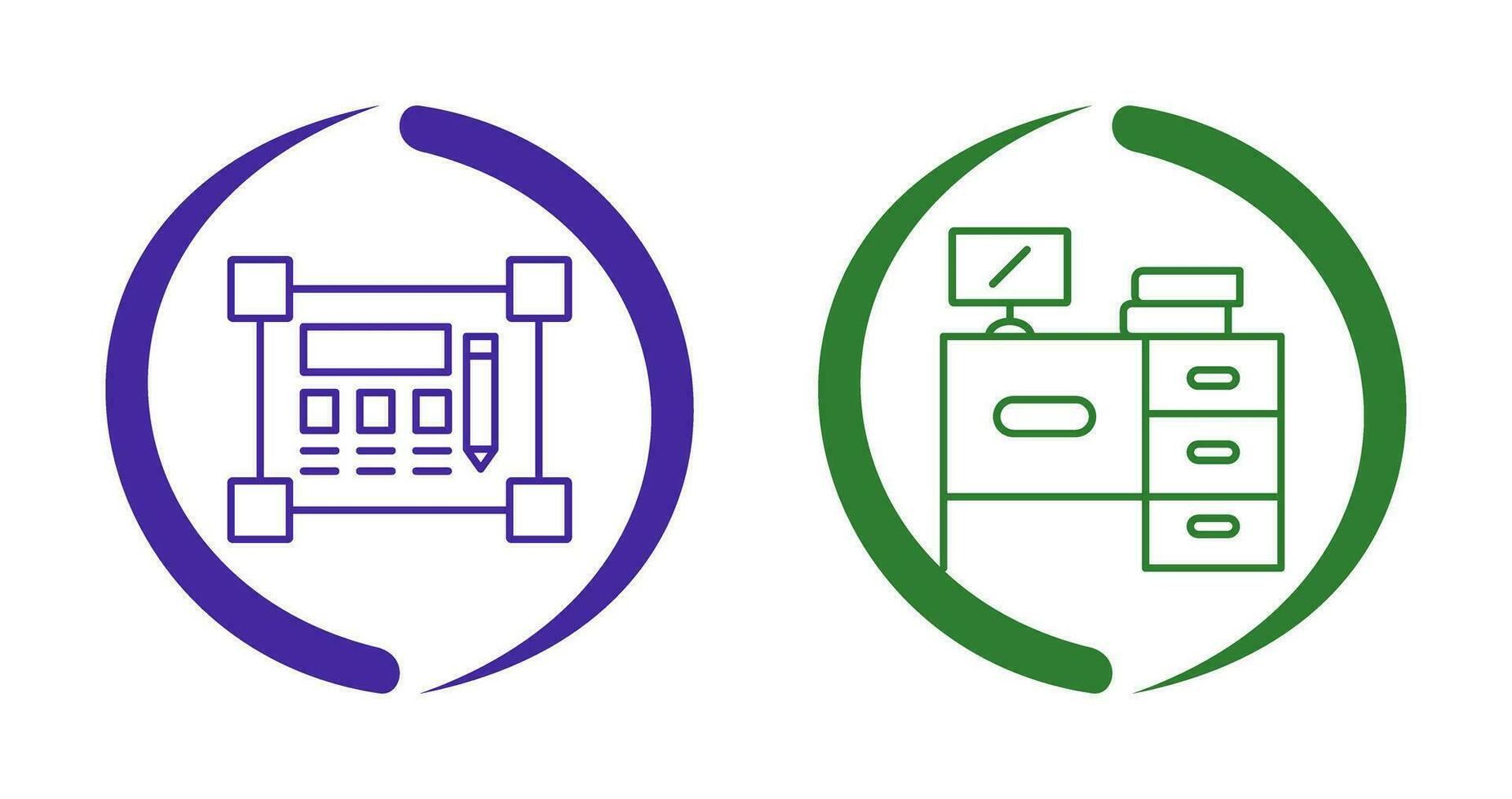 Blueprint and Desk Icon vector