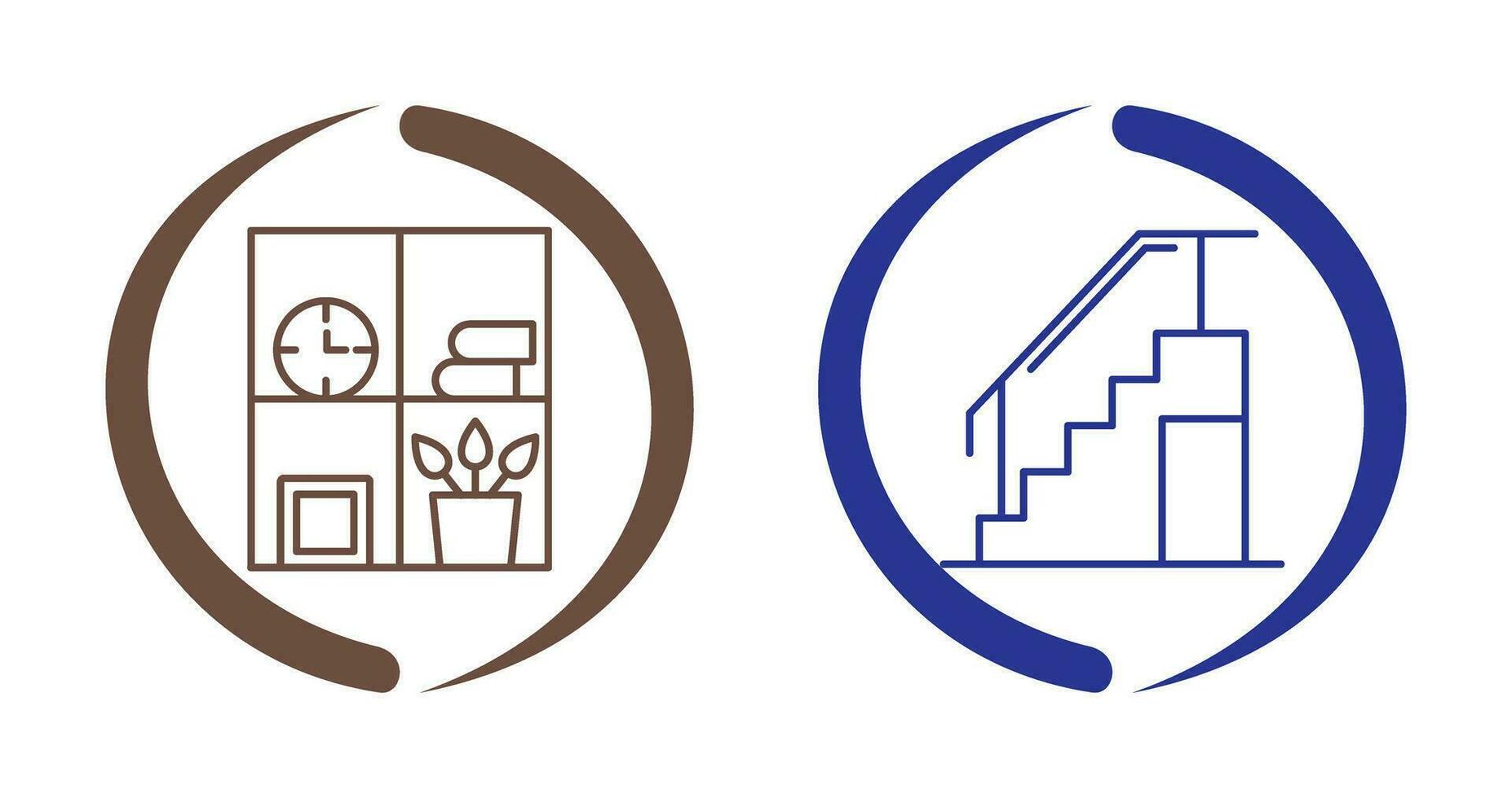 Bookshelf and Stairs Icon vector