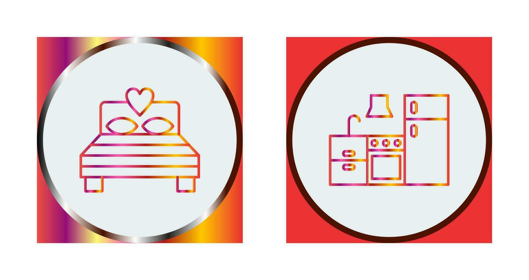 Bedroom and Kitchen Icon vector