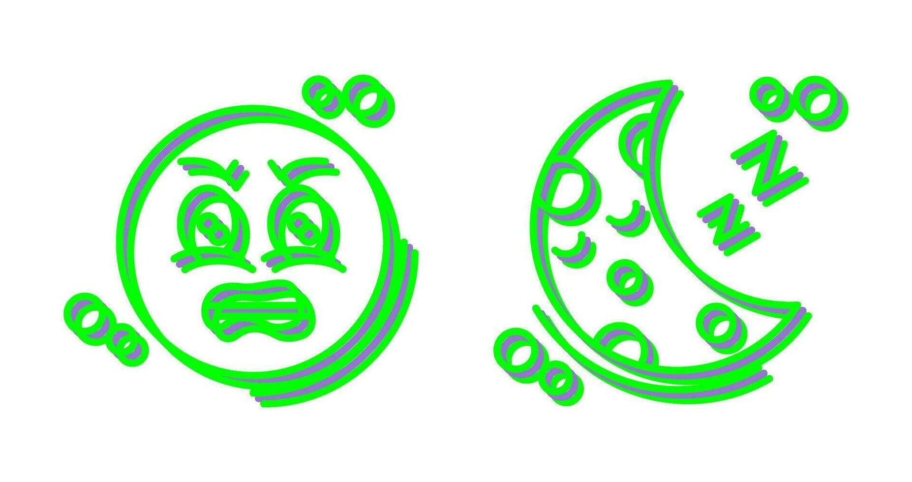 Angry and Sleeping Icon vector