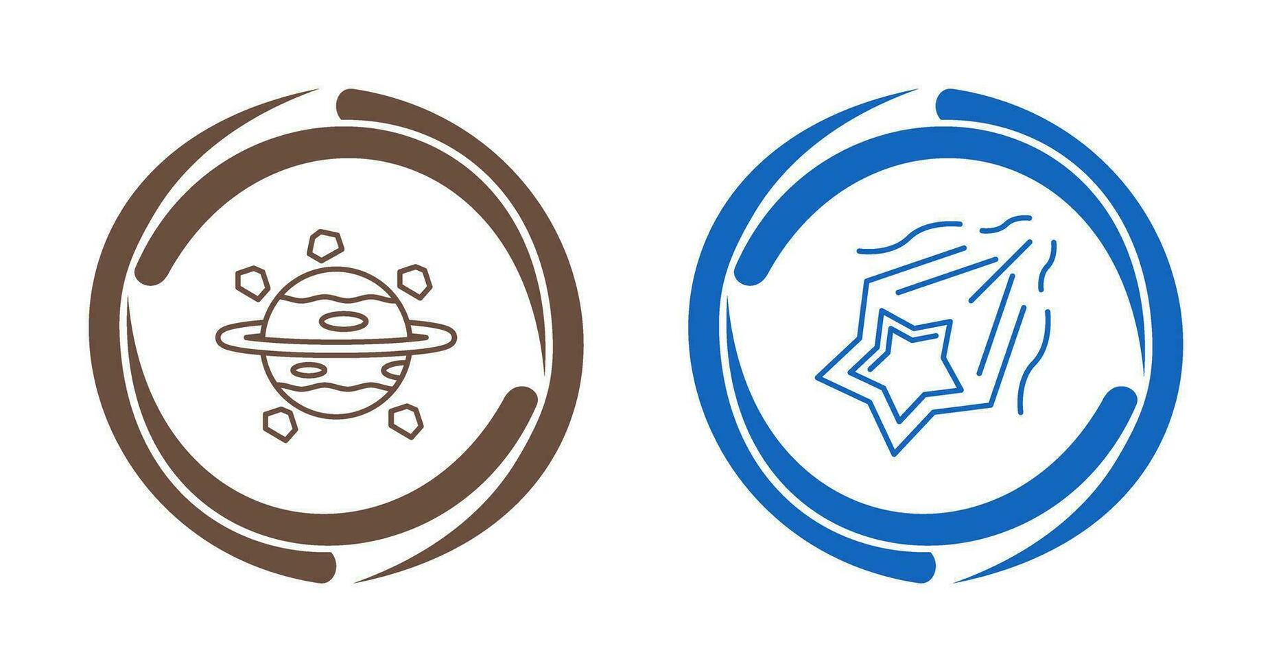 saturn and shooting star Icon vector