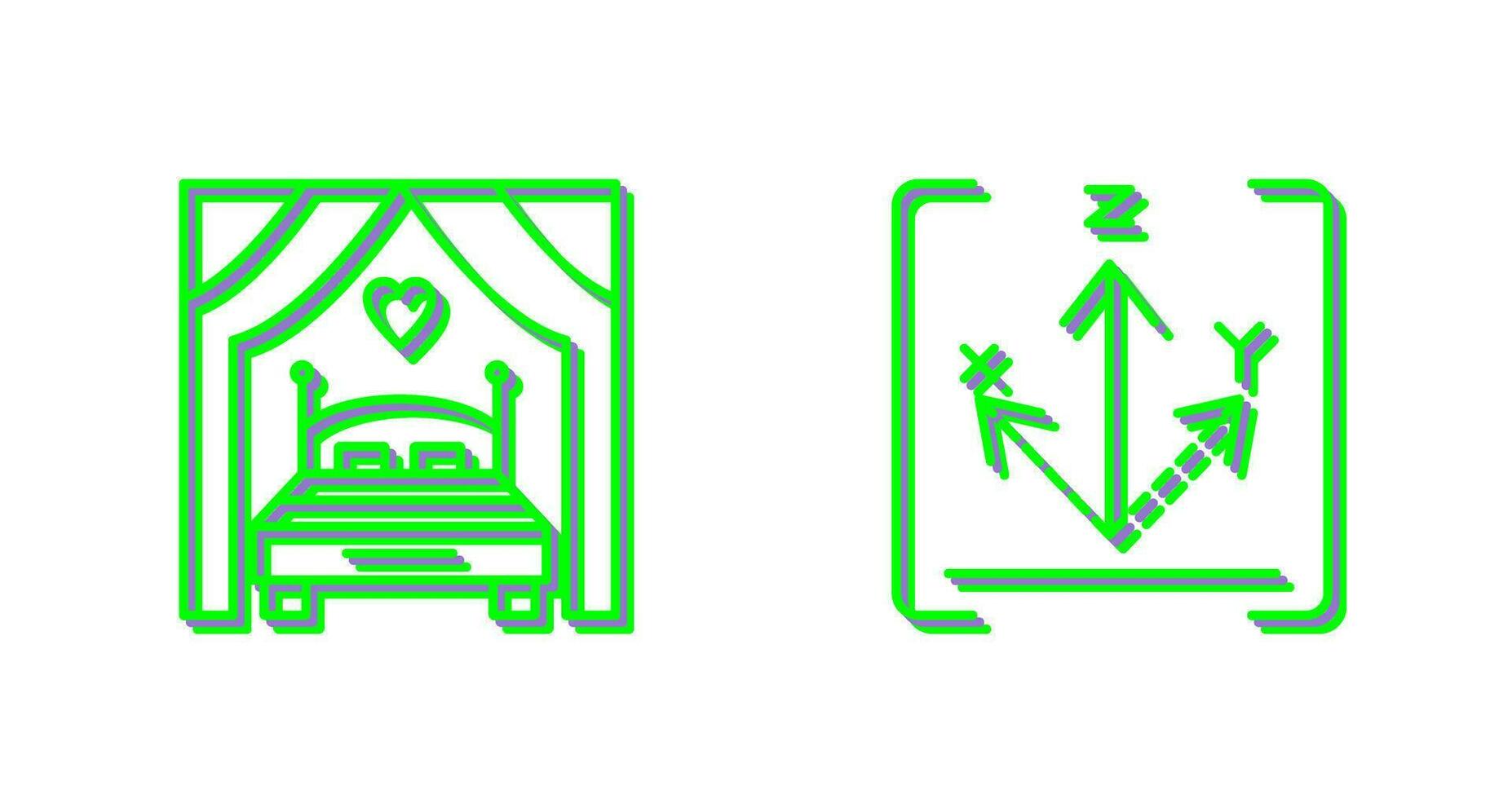 Bed and Axis Icon vector