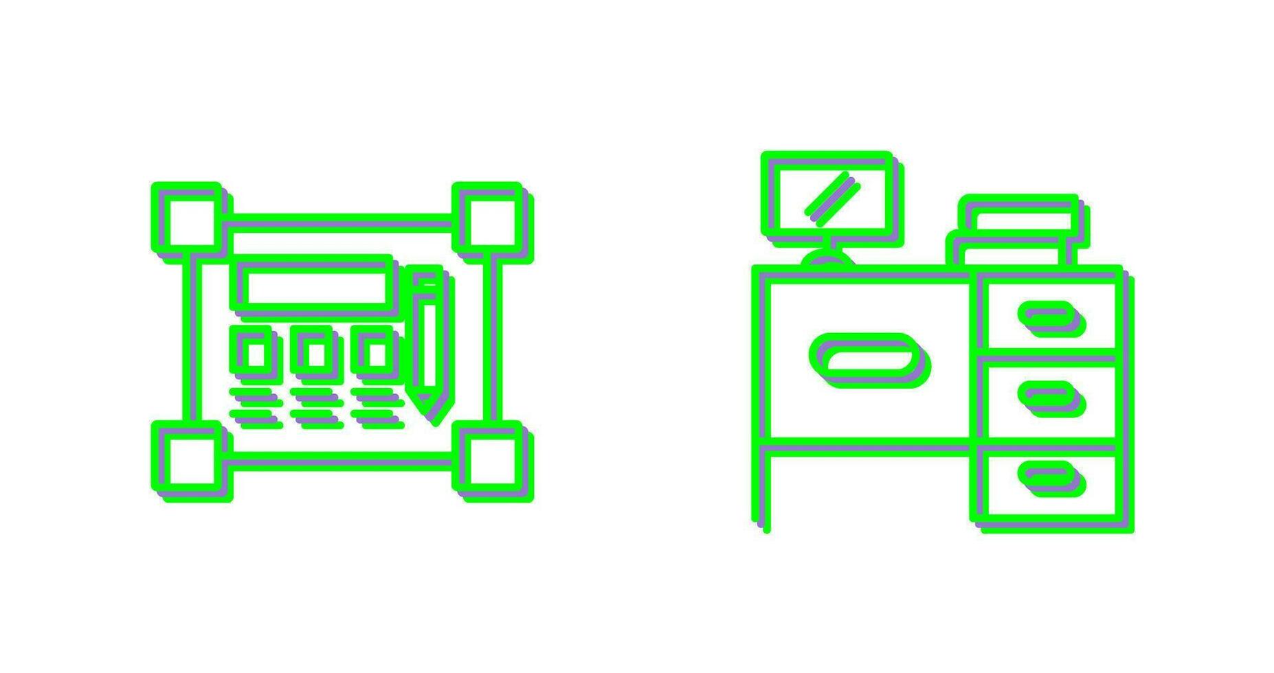Blueprint and Desk Icon vector