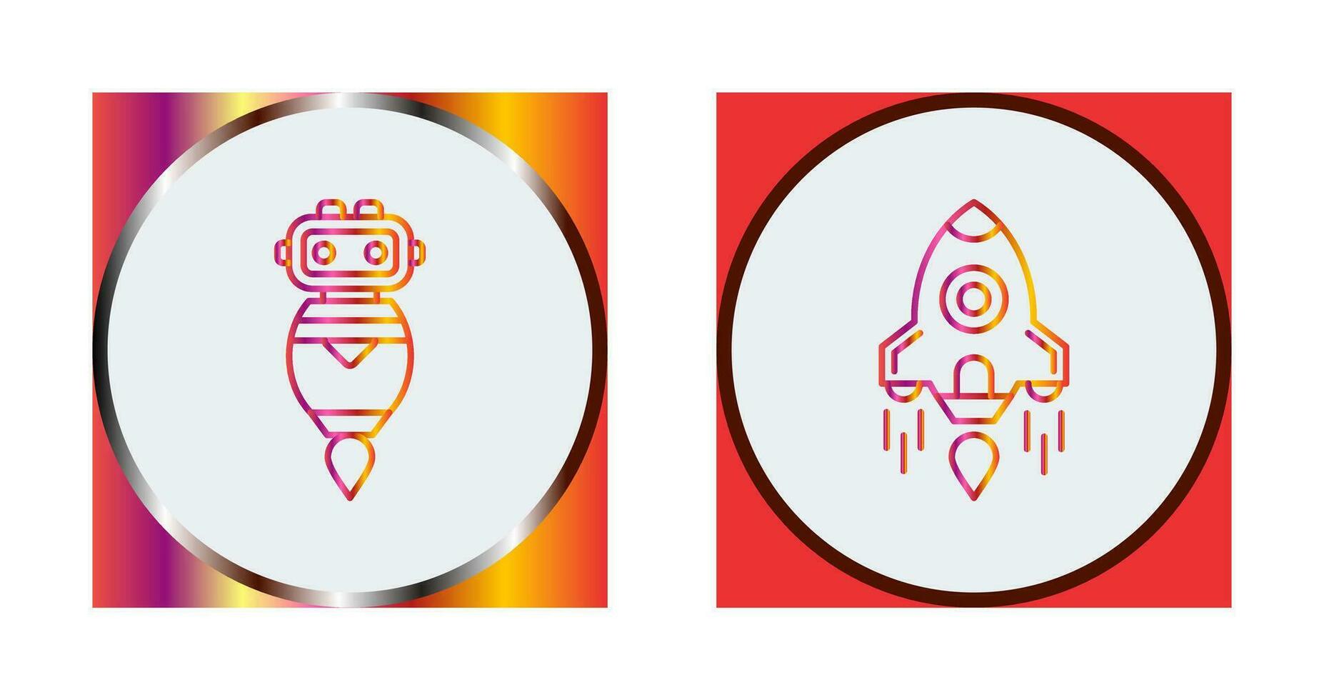 robot and rocket Icon vector