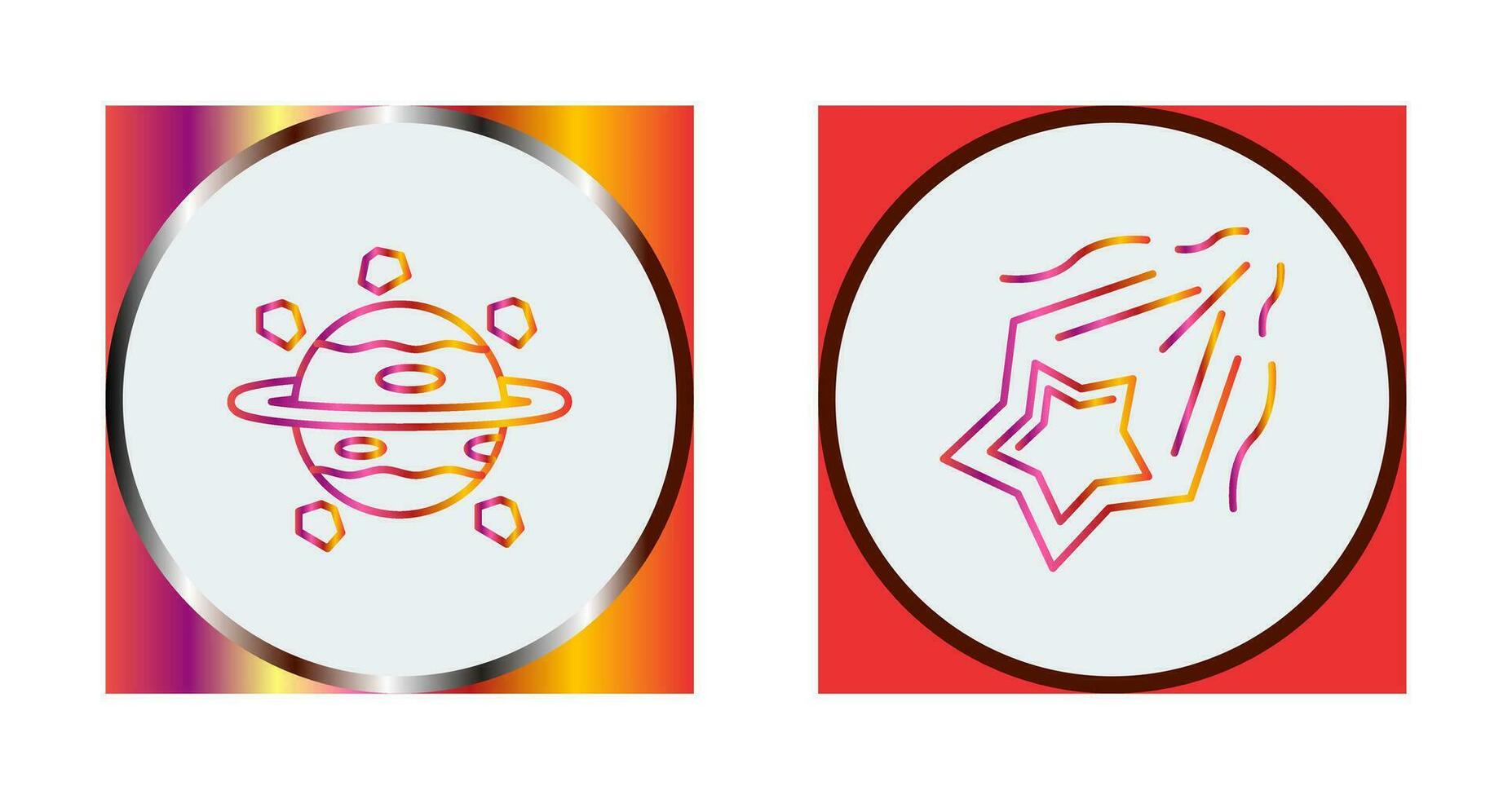 saturn and shooting star Icon vector