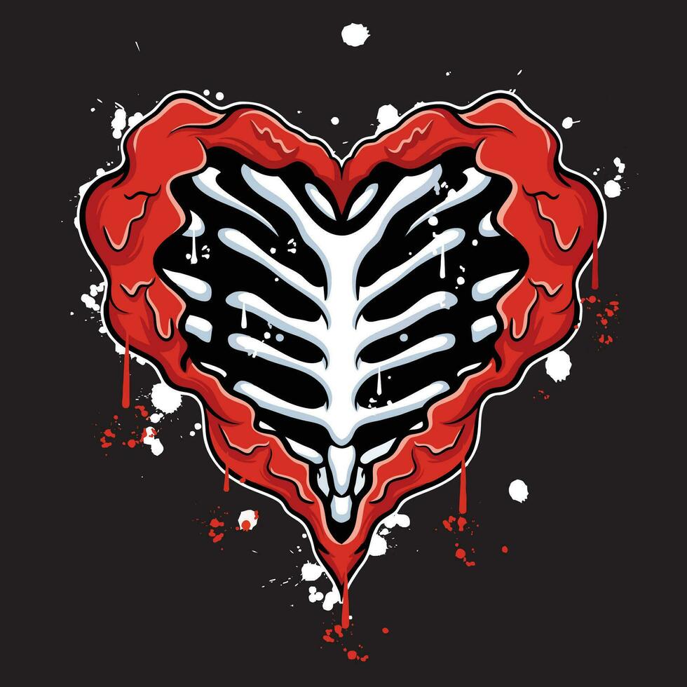 vector graffiti hand drawn heart skeleton designs for streetwear illustration