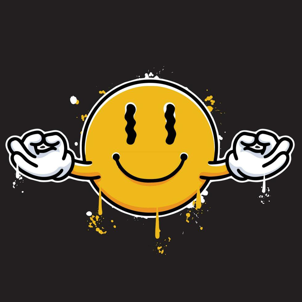 vector graffiti hand drawn relax vibes emoticon designs for streetwear illustration