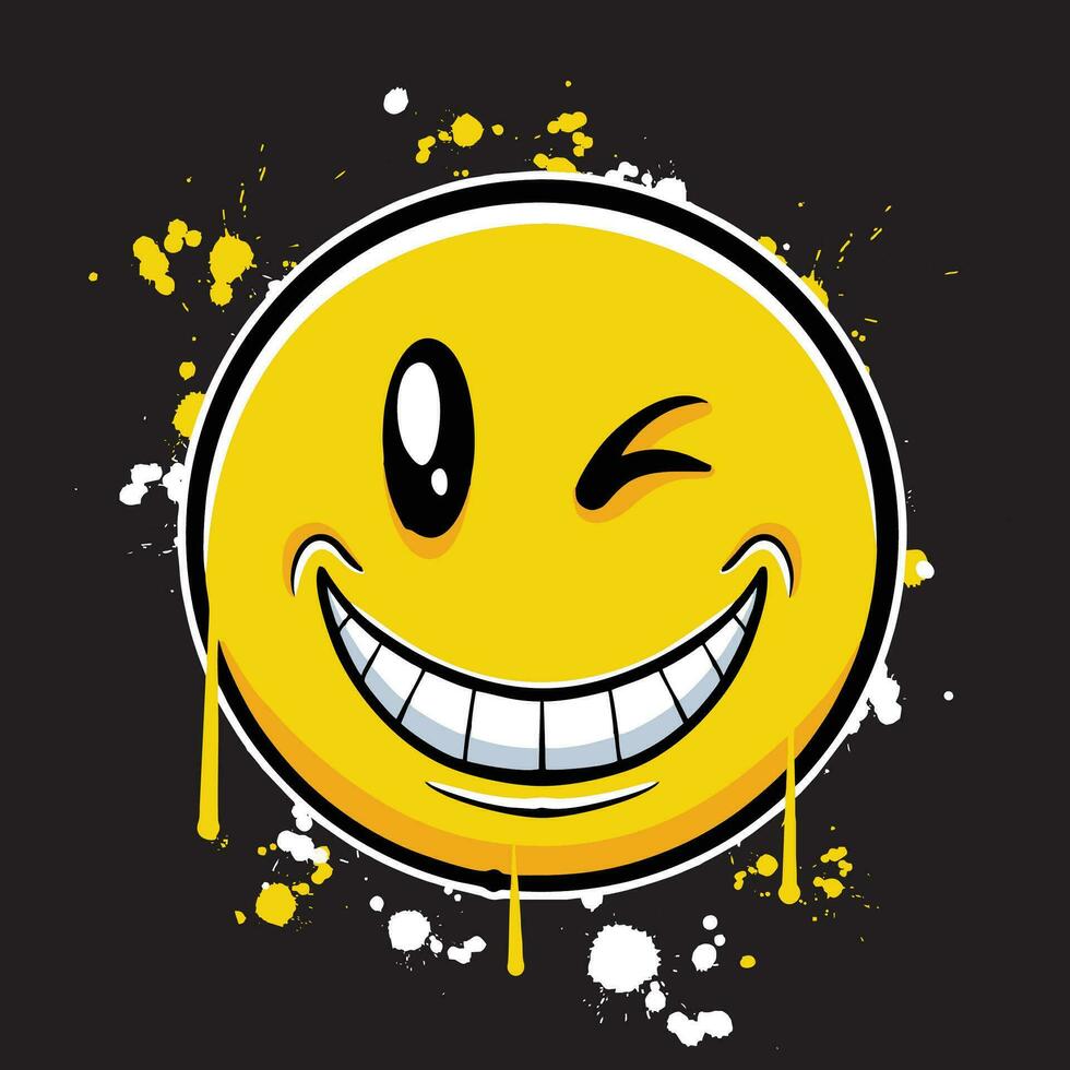 vector graffiti hand drawn happy emoticon designs for streetwear illustration