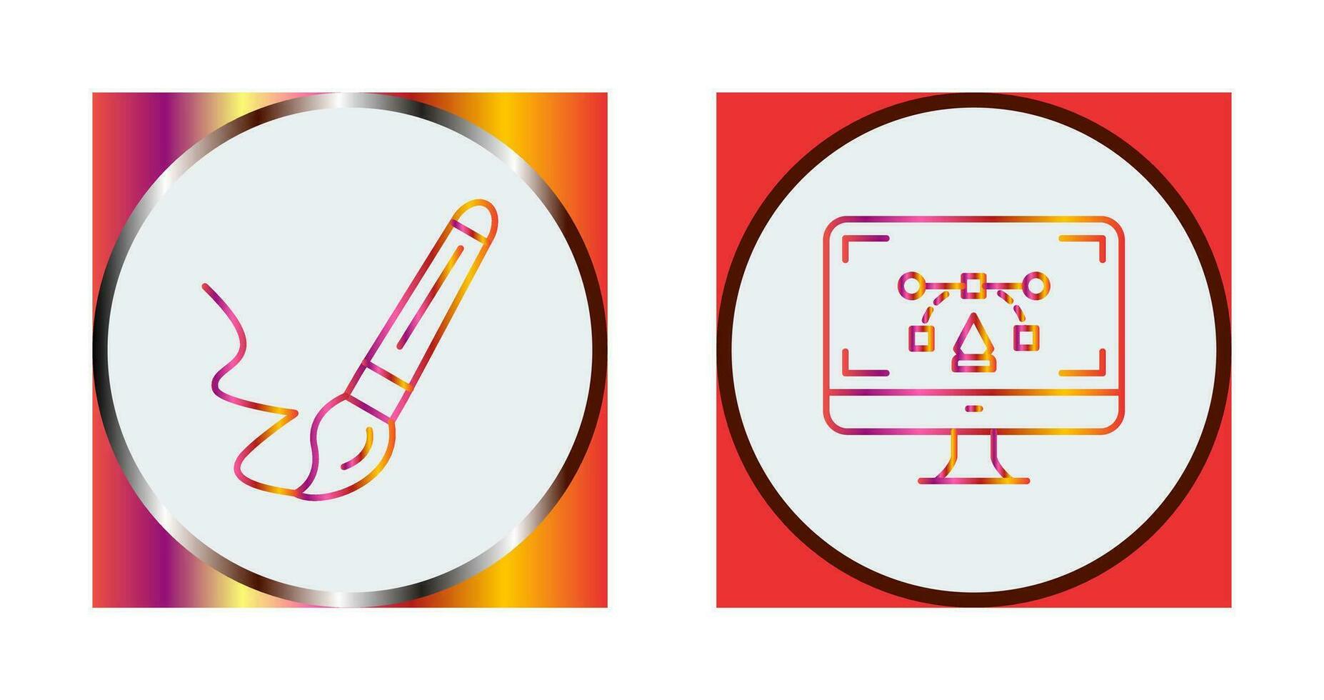 paint brush and desktop Icon vector