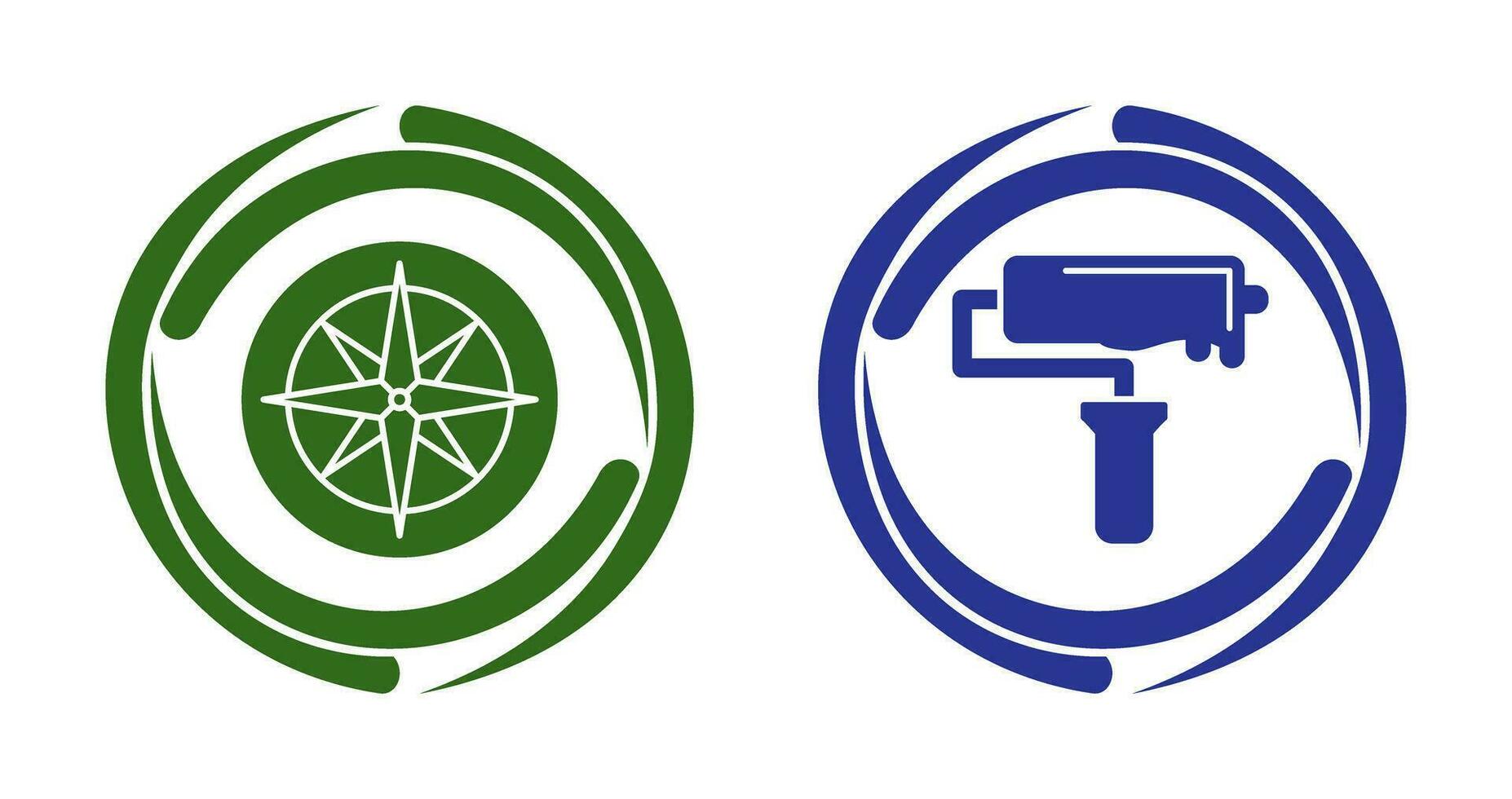 Compass and Roller Icon vector