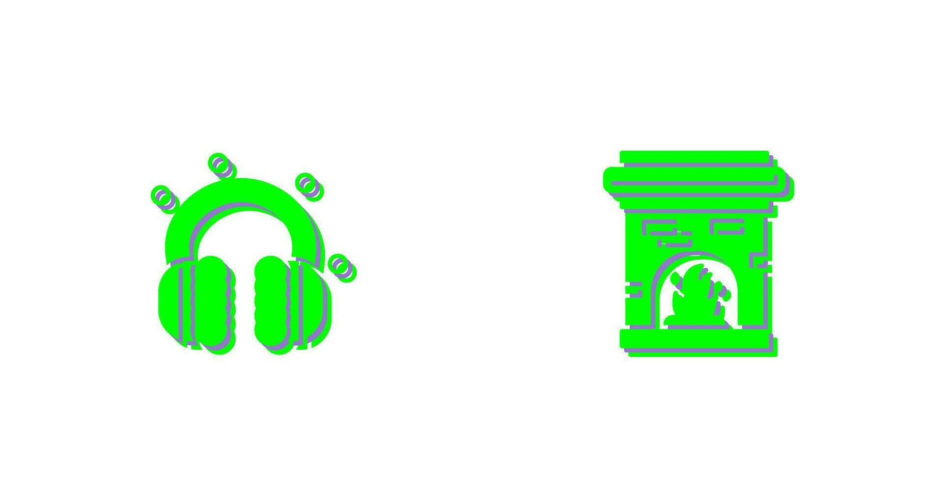 Earmuff and Fireplace Icon vector