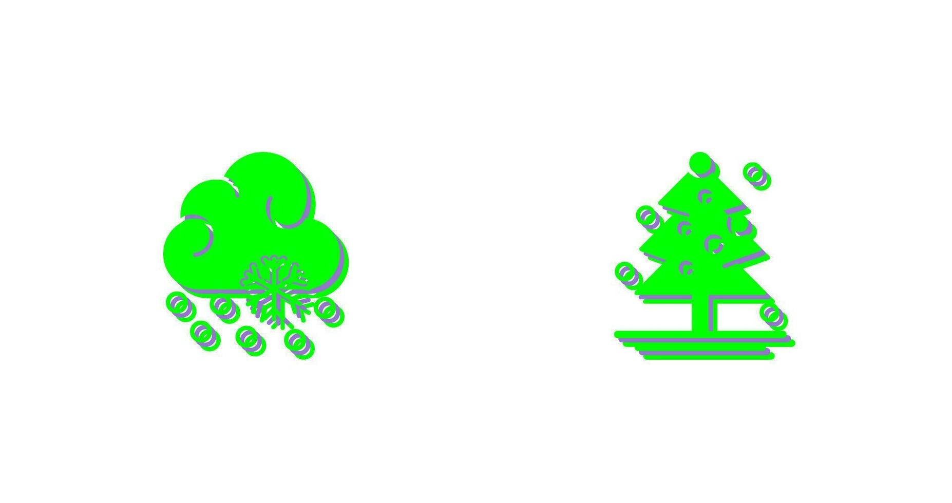 Snow Fall and Christmas Tree Icon vector