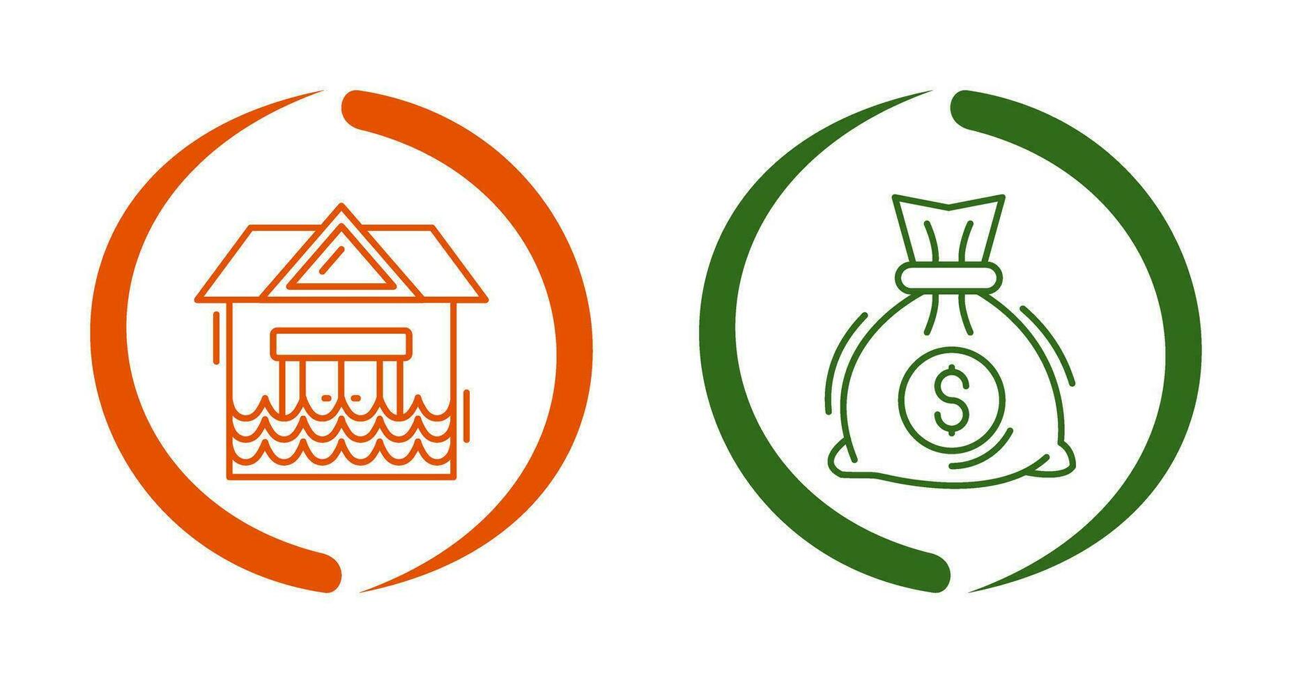 Natural Disaster and Money Bag Icon vector