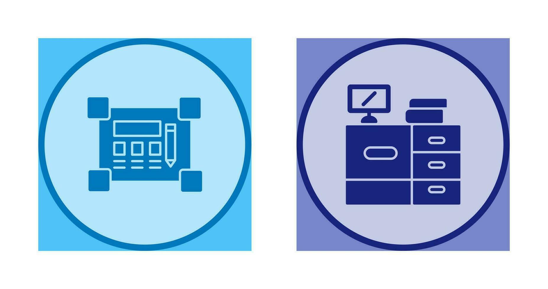 Blueprint and Desk Icon vector