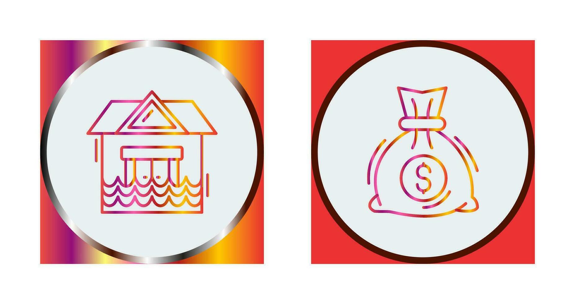 Natural Disaster and Money Bag Icon vector