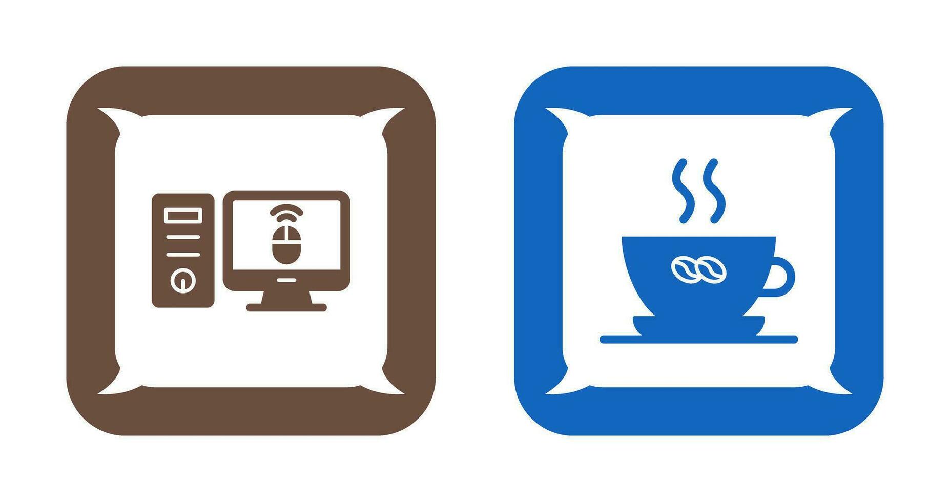 Desktop Computer and Coffee Cup Icon vector
