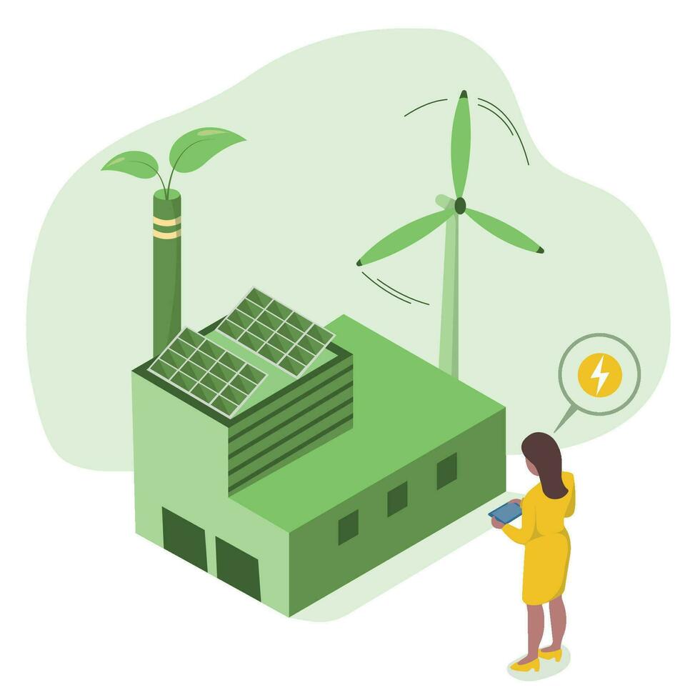 Sustainable economic growth with renewable energy and natural resources. Green energy and sustainable industry concept. vector