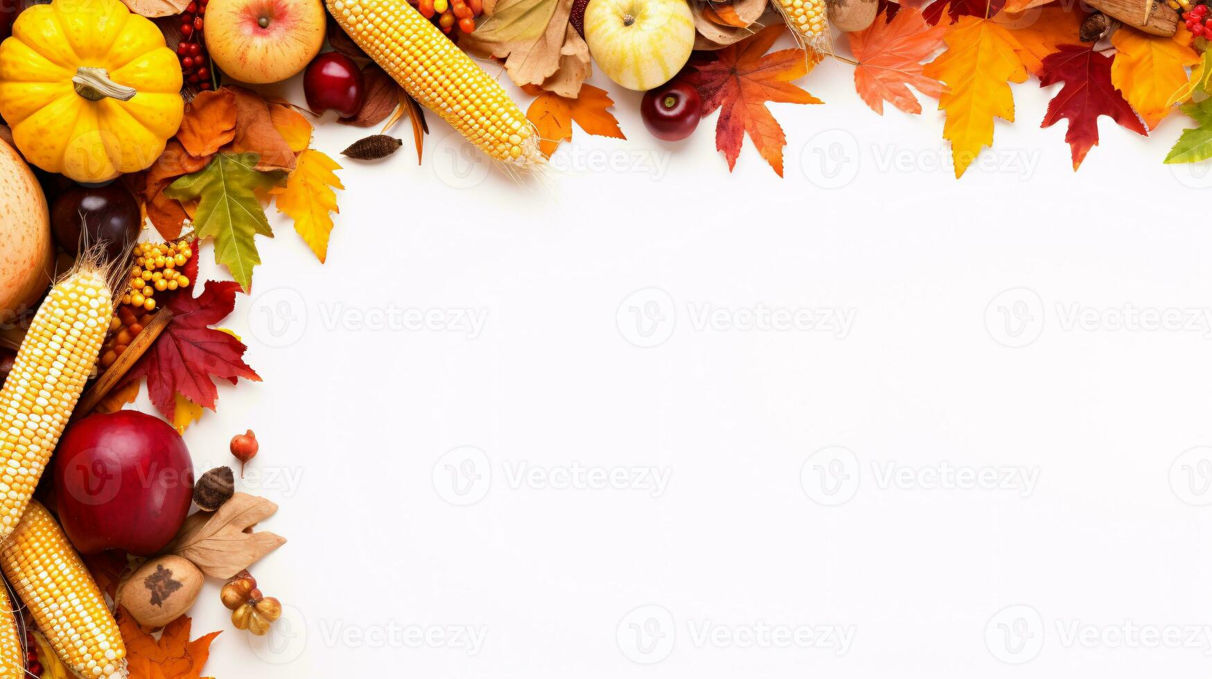 ai generative Autumn Banner, with yellow autumn leaves and copy space for text photo