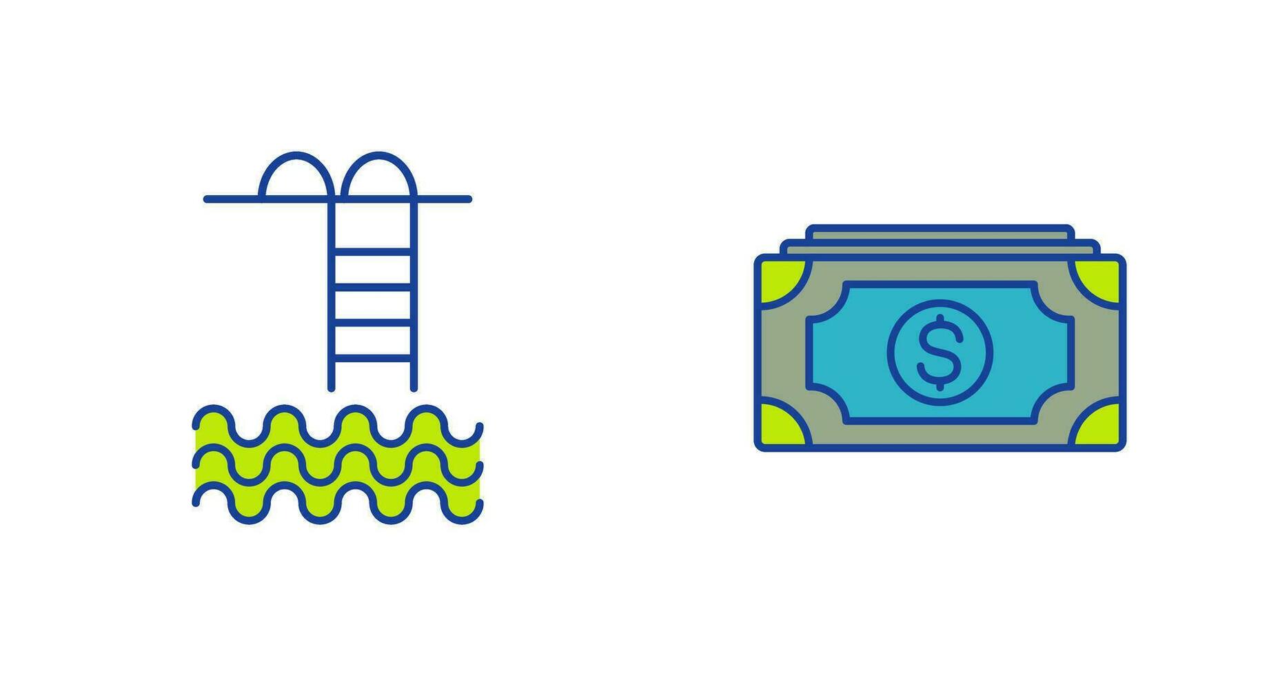 Swiming pool and Money Icon vector