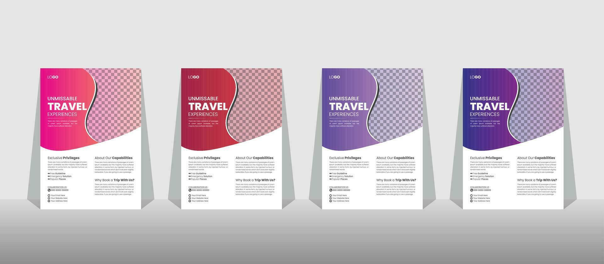 Travel Vacation Tour Agency Flyer Template Design. Holiday, Summer travel and tourism flyer or poster template design. Business Brochure, Template or Flyer design for Tour and Travel Business concept. vector