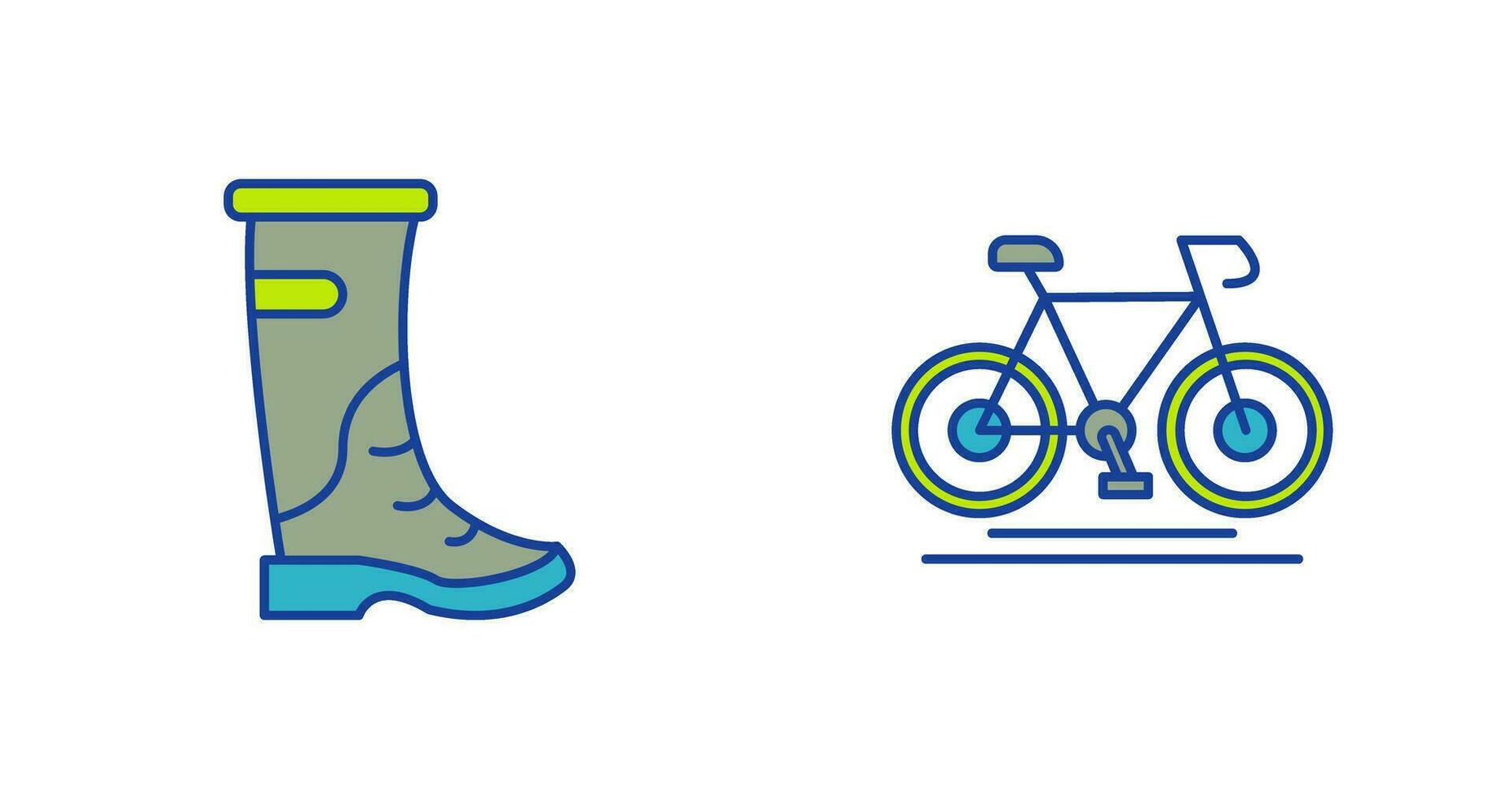 lluvia botas y ciclismo icono vector