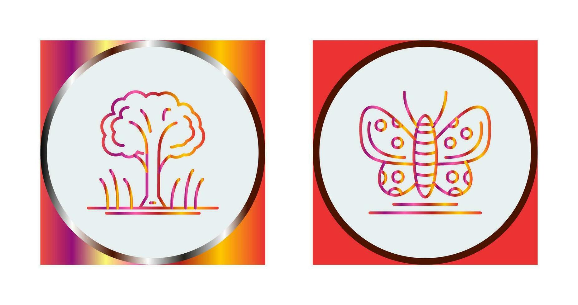 Tree and Butterfly Icon vector