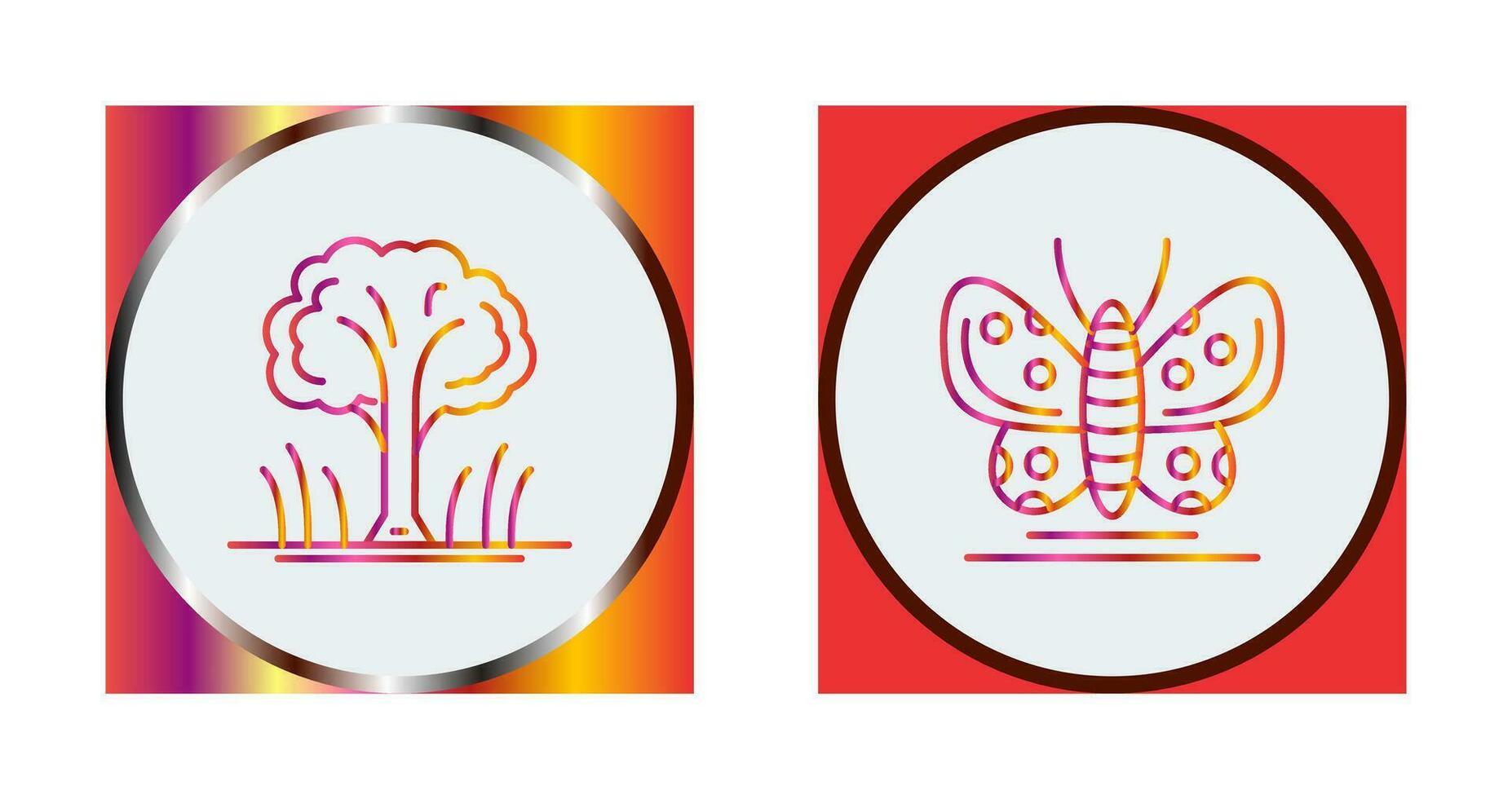 árbol y mariposa icono vector