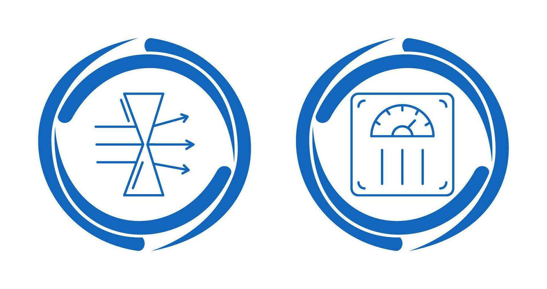 dispersión y peso escala icono vector