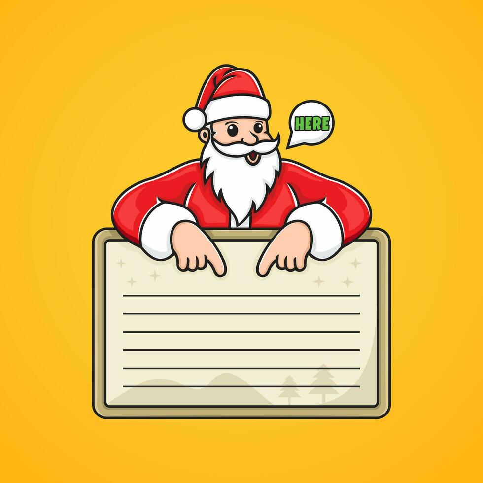 ilustración de Papa Noel claus falto a saber tu deseos. vector