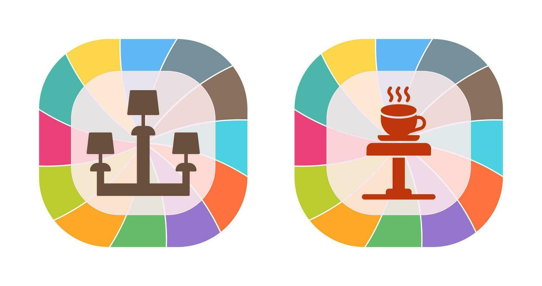 lámpara y café mesa icono vector