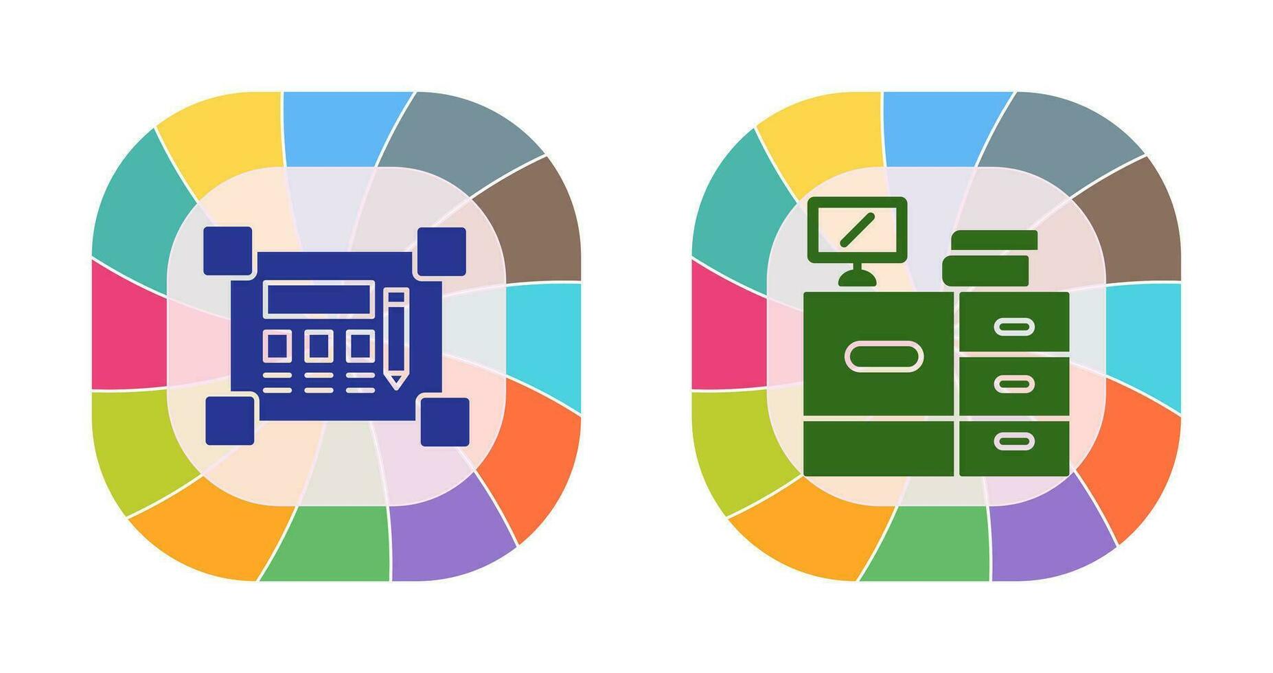 Blueprint and Desk Icon vector