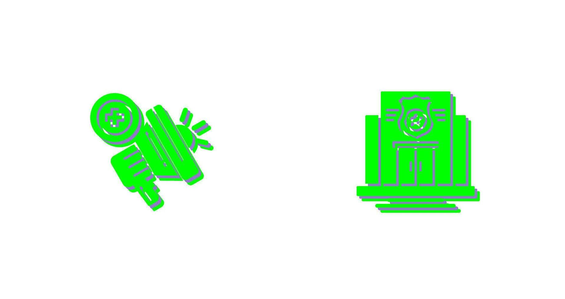 Police Station and Megaphone Icon vector
