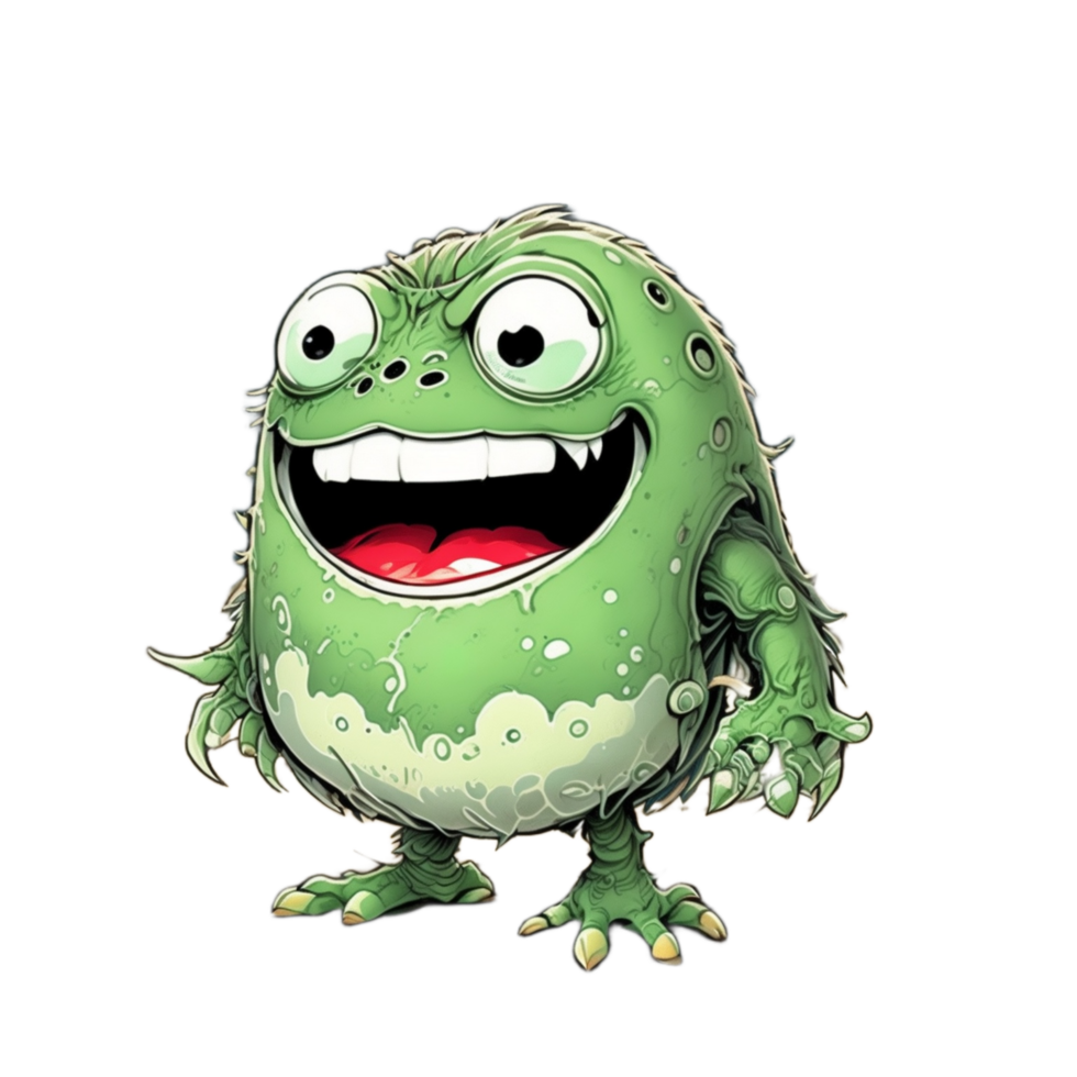 schattig monster tekenfilm PNG transparant achtergrond ai generatief