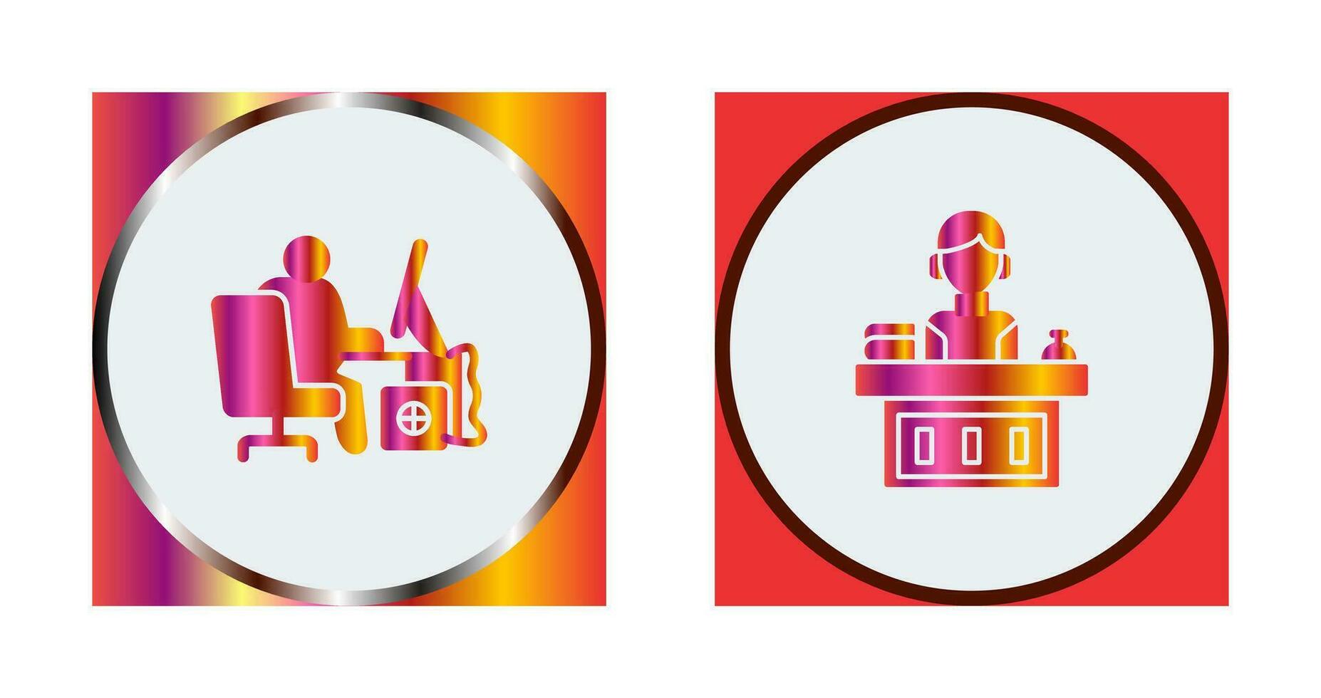 Computer Worker and Office Reception Icon vector