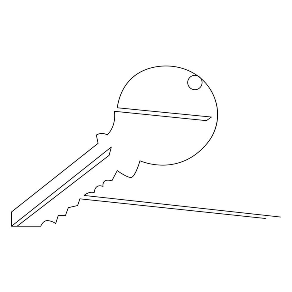 Continuous single line lock key outline vector art  drawing