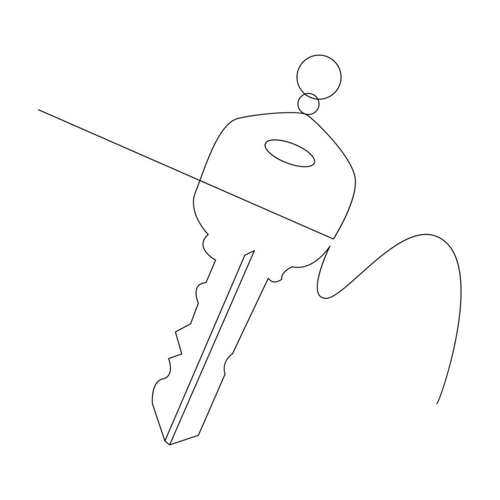 Continuous single line lock key outline vector art  drawing