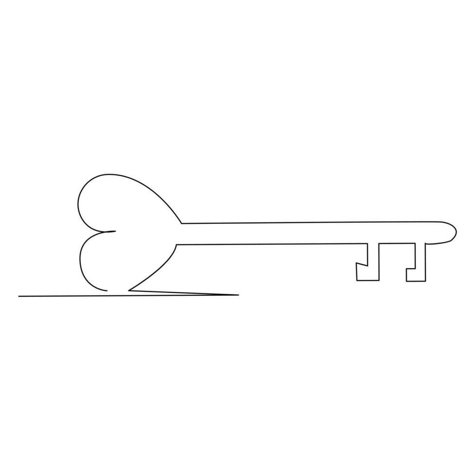 Continuous single line lock key outline vector art  drawing