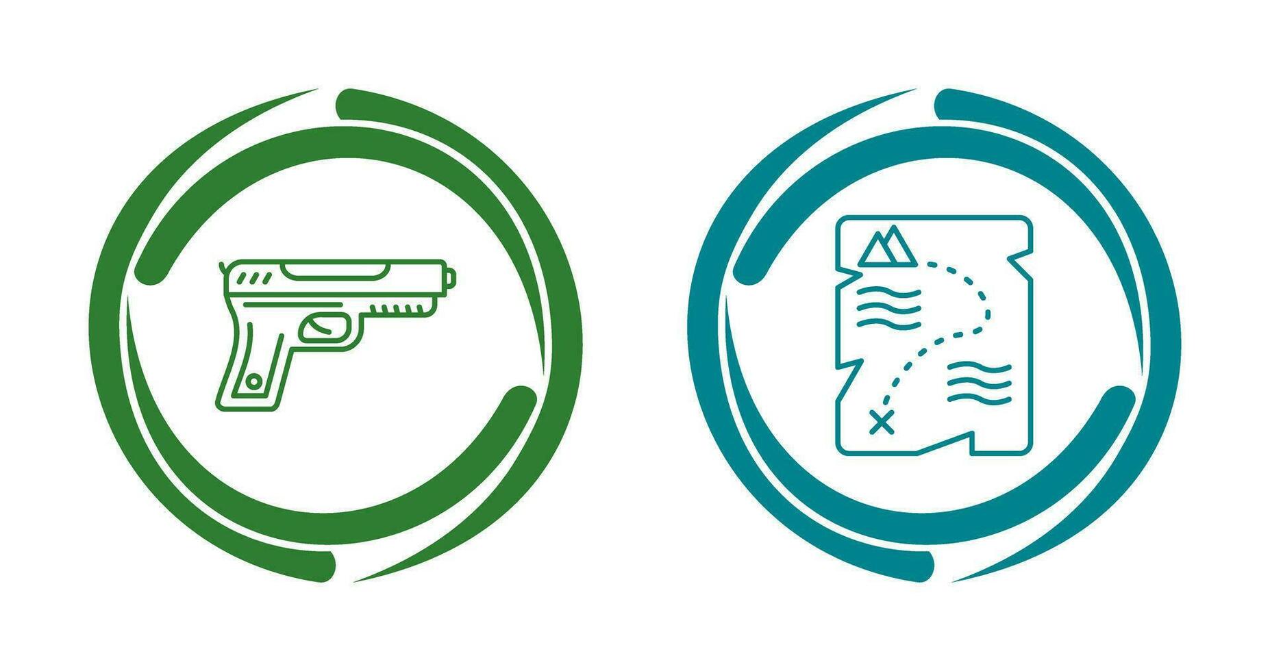 Gun and Treasure  Icon vector