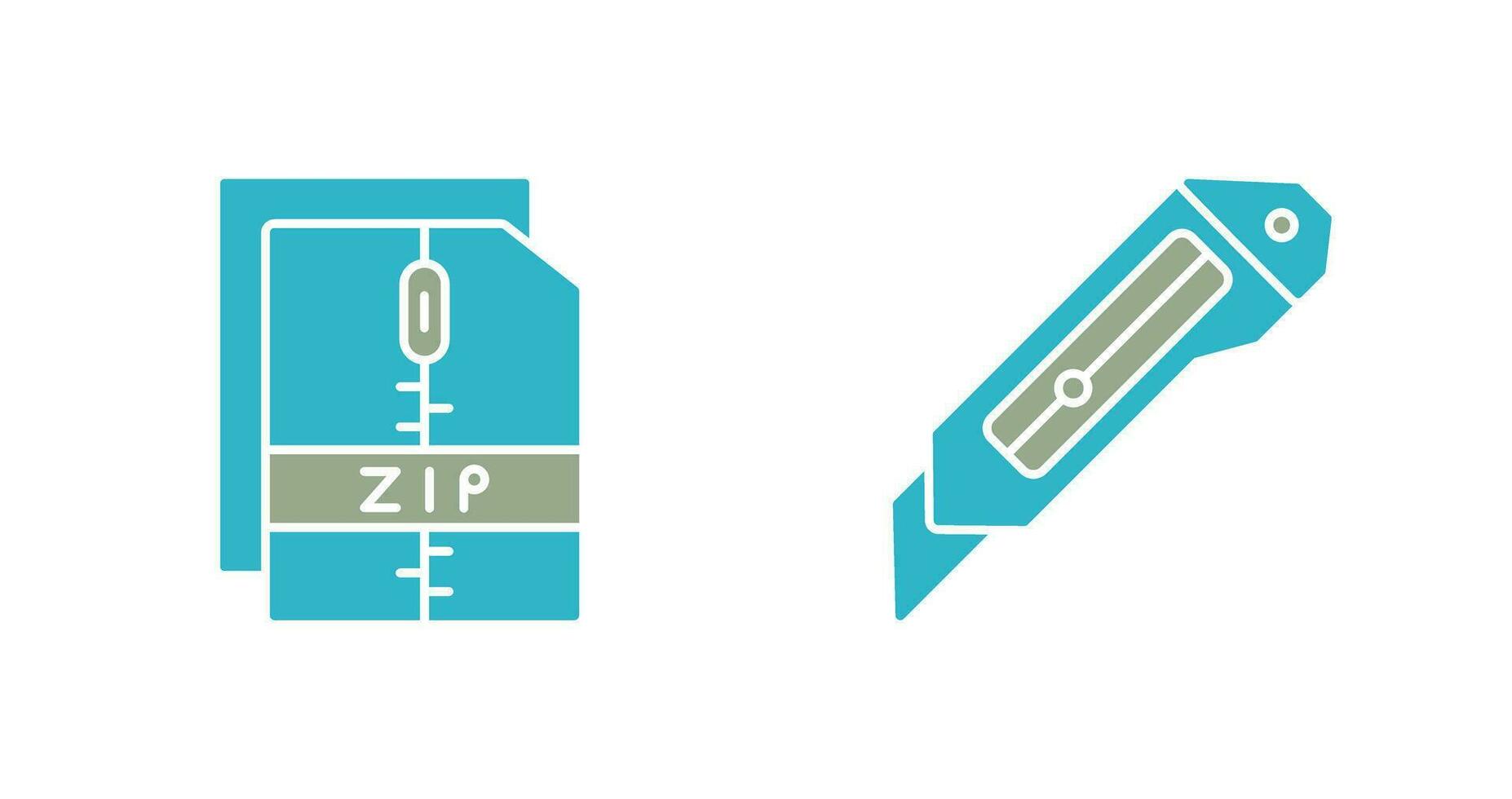 Cutter and Zip File Icon vector