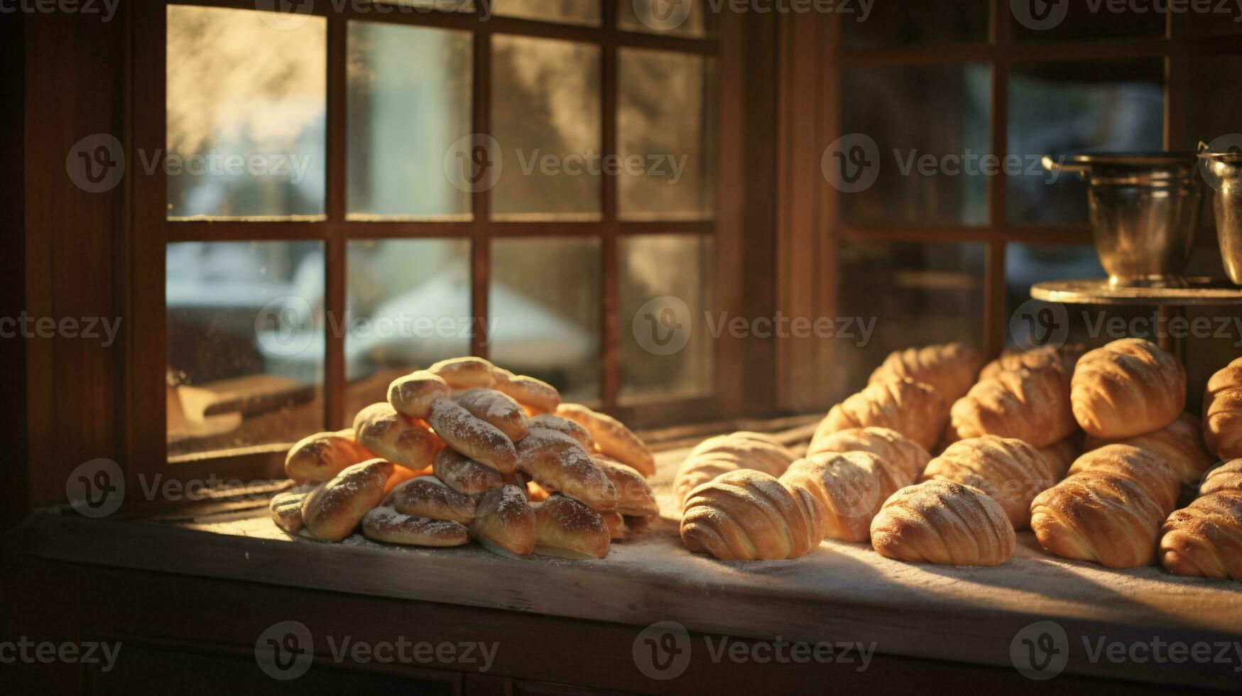 ai generative Close up shot of christmas cookies with beautiful decorations photo