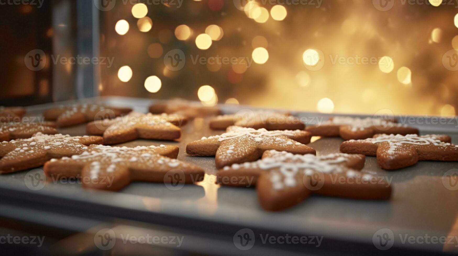 ai generative Close up shot of christmas cookies with beautiful decorations photo
