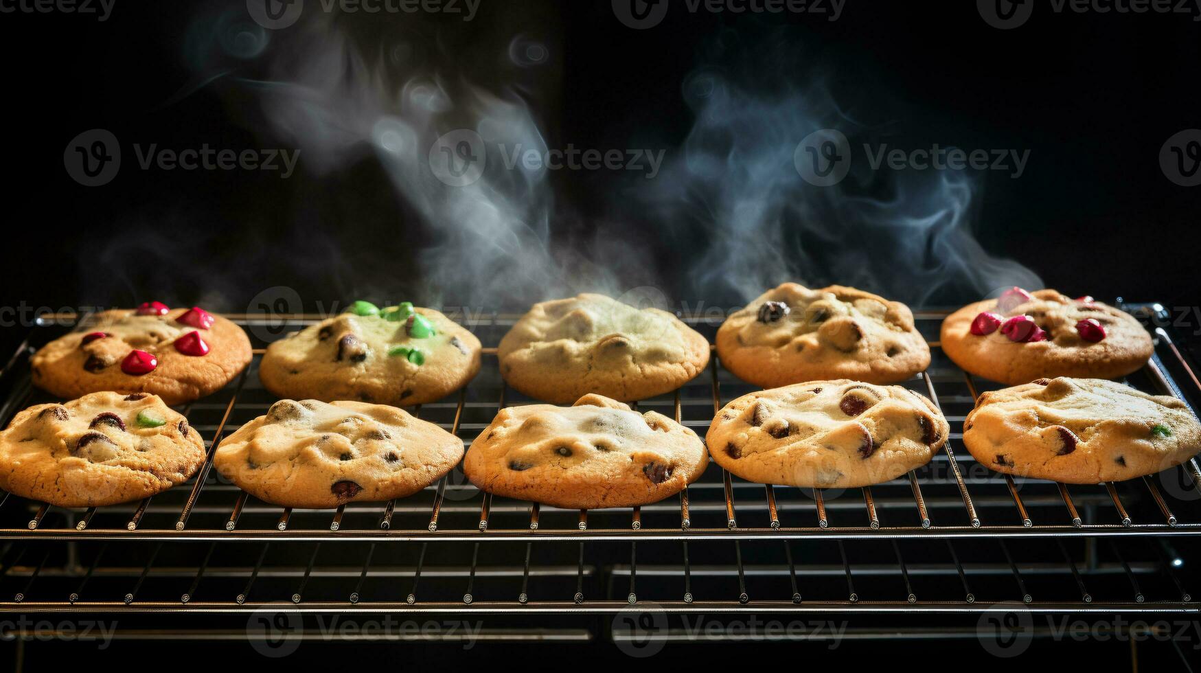 ai generative Close up shot of christmas cookies with beautiful decorations photo